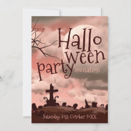 Rosa Himlar Halloween Graveyard-inbjudan Inbjudningar