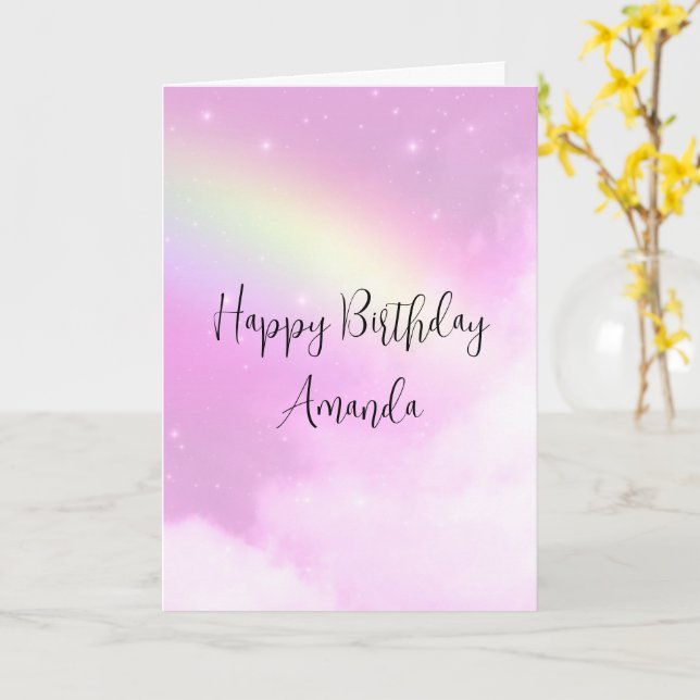 Rosa Himlar med Lemon Gult Rainbow Birthday Kort (Gul blomma)