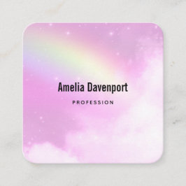 Rosa Himlar med Lemon Gult Rainbow Fyrkantigt Visitkort