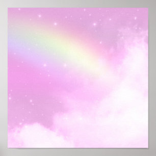 Rosa Himlar med Lemon Gult Rainbow Poster