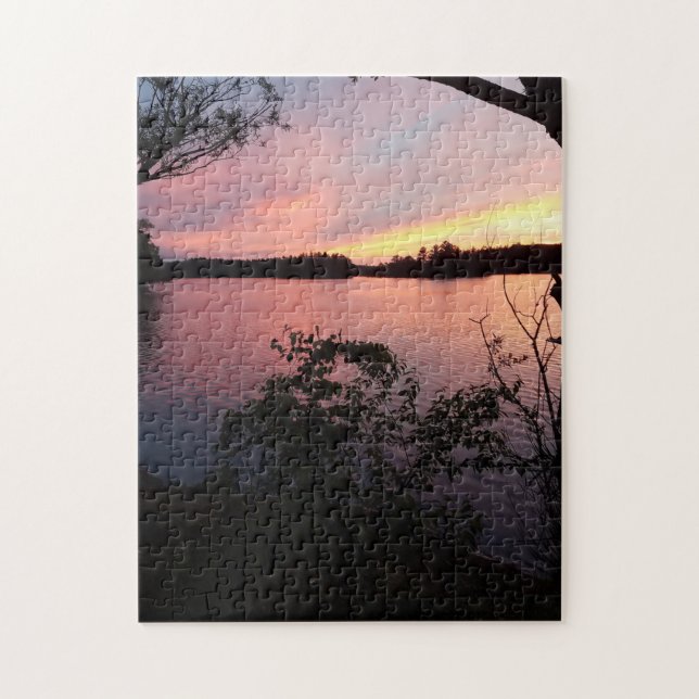 Rosa Himlar Sunset på Sjö Pussel (Vertikal)
