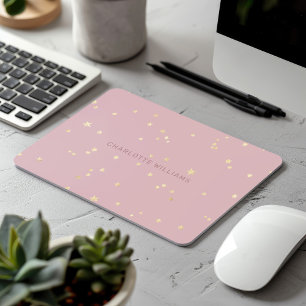  Rosa Himmel Guld Stars minimalistiska monogram Musmatta