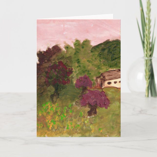Rosa Himmel, liggande, hus, anteckningskort (bild  (Framsida)
