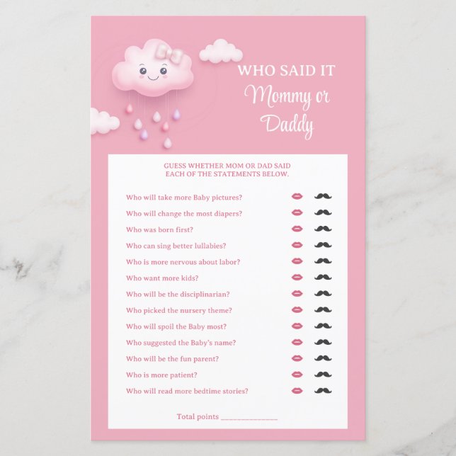 Rosa himmel vit fluffig moln nio Mamma eller Pappa (Framsida)