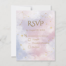 Rosa himmelsk RSVP-kort | Akvarellstjärnor OSA Kort