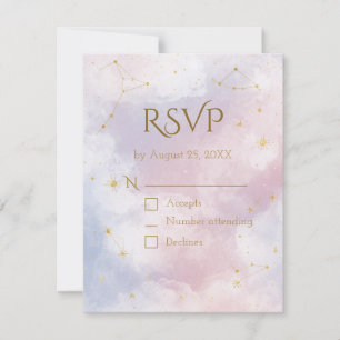  Rosa himmelsk RSVP-kort   Akvarellstjärnor OSA Kort