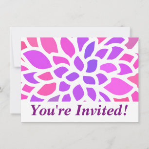 Rosa Hippie Flower Retro Modern Inbjudningar