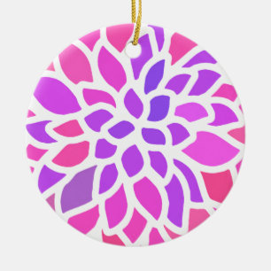 Rosa Hippie Flower Retro Modern Julgransprydnad Keramik