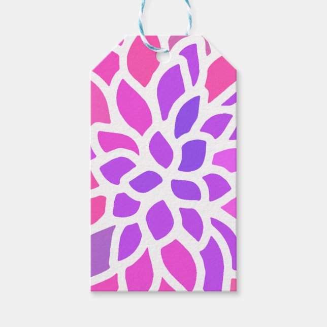 Rosa Hippie Flower Retro Modern Presentetikett (Framsidan)