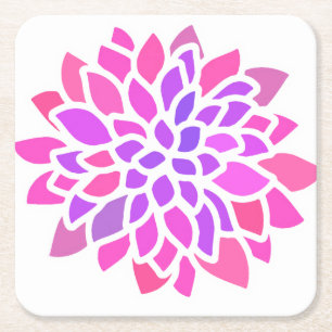Rosa Hippie Flower Retro Modern Underlägg Papper Kvadrat