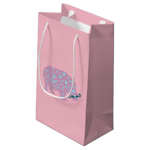 Rosa Hippopotamus Mustache Gift Bag