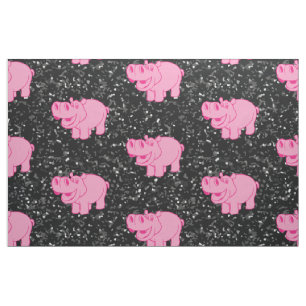 Rosa Hippos Cute Hippopotamus som ler Ansikte Tyg