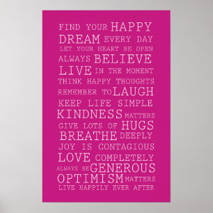 Rosa Hitta Dina Glada Inspirerande Citat Poster