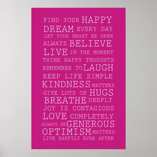 Rosa Hitta Dina Glada Inspirerande Citat Poster (Framsidan)