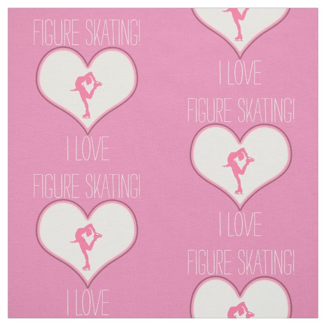 Rosa hjärta älskar jag konståkning tyg (Provkarta)
