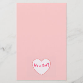 Rosa hjärta är det en flicka brevpapper