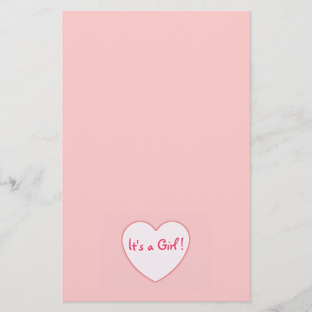 Rosa hjärta är det en flicka brevpapper (Framsida)