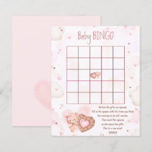 Rosa hjärta Baby Bingo Flicka Baby Shower Spel
