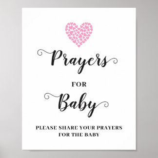 Rosa hjärta Babyflicka Böner för Baby Shower Skylt