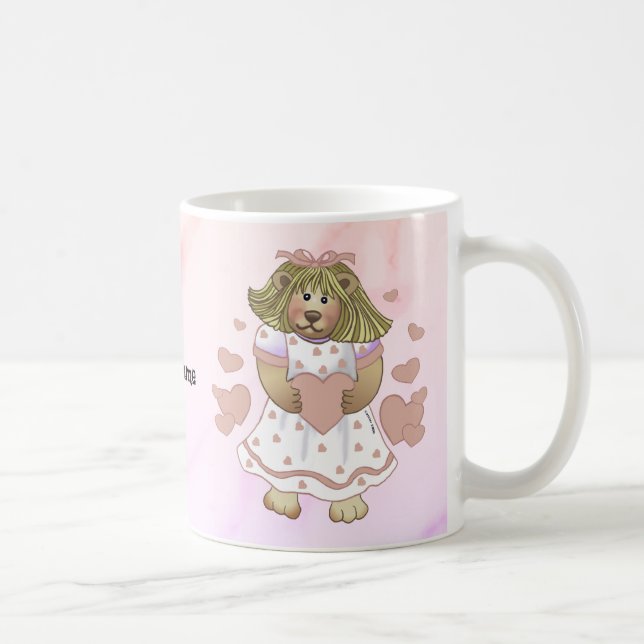rosa hjärta Betsy Bear-mugg Kaffemugg (Höger)