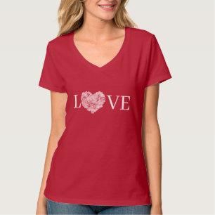 Rosa hjärta blomma kärlek t shirt