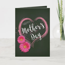 Rosa hjärta blommar mors dag - hälsningkort kort