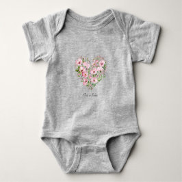 Rosa hjärta blommig baby bodysuit t shirt