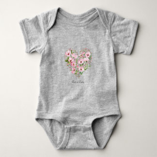 Rosa hjärta blommig baby bodysuit t shirt