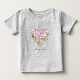 Rosa hjärta blommig baby t-shirt