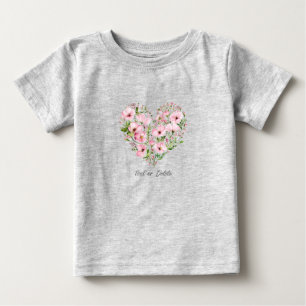 Rosa hjärta blommig baby t-shirt