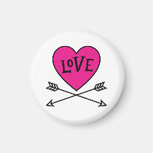 Rosa hjärta Cupid bågar KÄRLEK Magnet