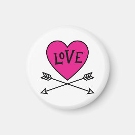 Rosa hjärta Cupid bågar KÄRLEK Magnet