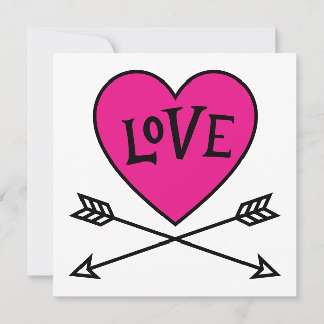 Rosa hjärta Cupid bågar KÄRLEK Platt Kort (Framsida)