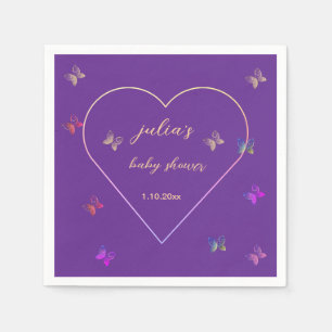Rosa hjärta fjäril flicka baby shower pappersservett