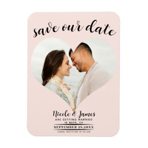 Rosa hjärta foto bröllop Save the Date Magnet