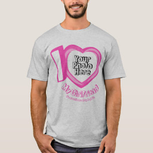 Rosa hjärta foto jag älskar min flickvän t shirt