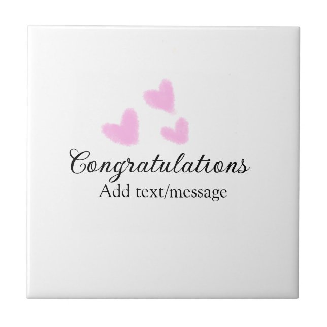 Rosa hjärta grattis examen akvarell a kakelplatta (Framsidan)