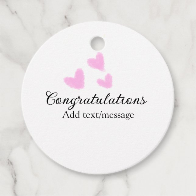 Rosa hjärta gratulationer examen akvarell a gåvor etiketter (Framsida)