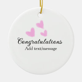 Rosa hjärta gratulationer examen akvarell a julgransprydnad keramik