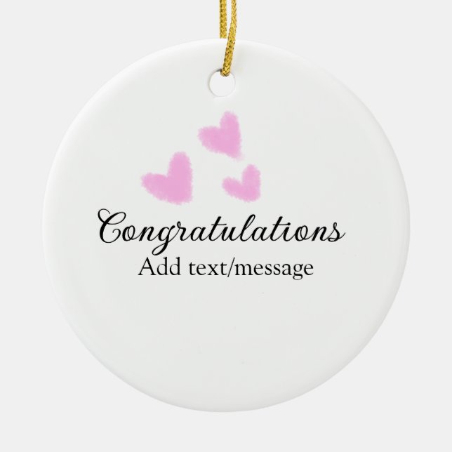 Rosa hjärta gratulationer examen akvarell a julgransprydnad keramik (Framsidan)