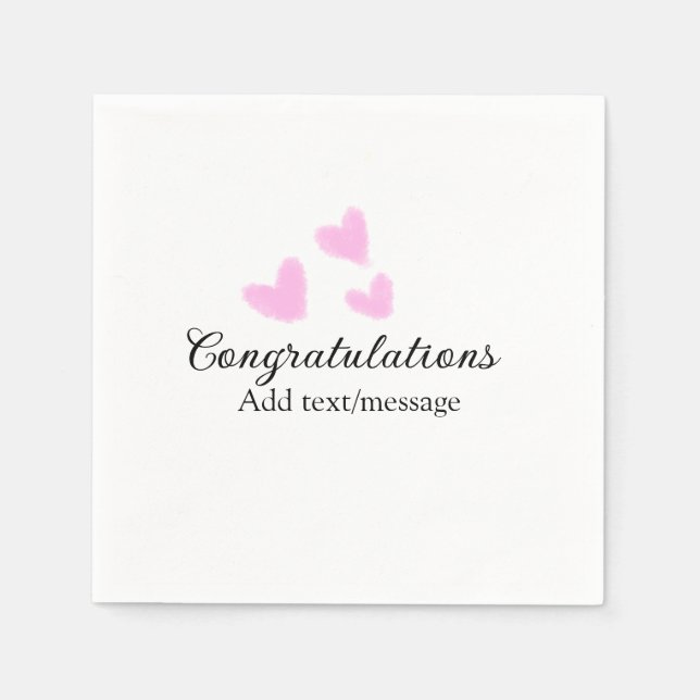 Rosa hjärta gratulationer examen akvarell a pappersservett (Framsidan)