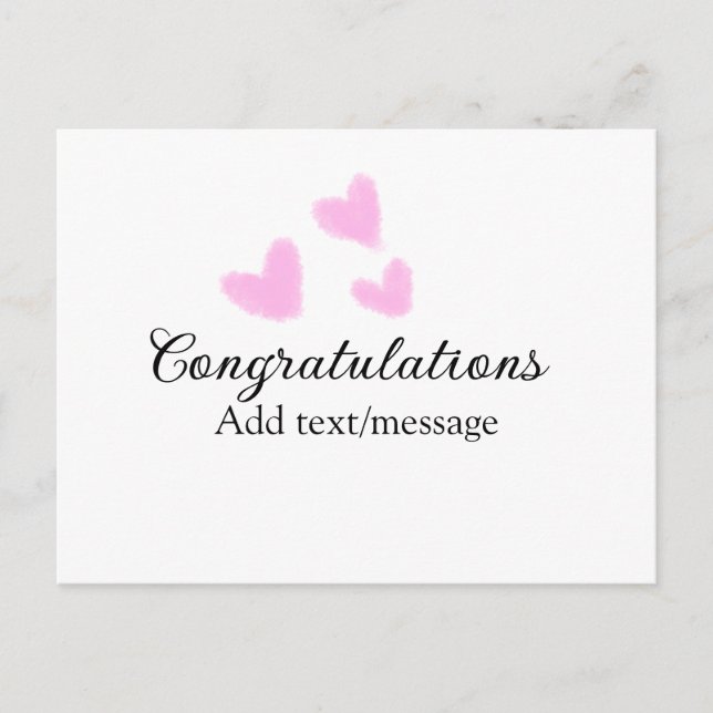 Rosa hjärta gratulationer examen akvarell a vykort (Framsida)