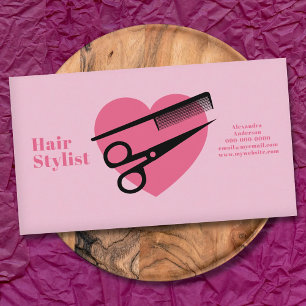 Rosa hjärta - Hårstylist Visitkort