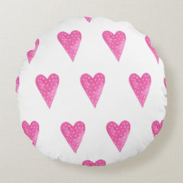 Rosa Hjärta, Hjärtat Dekoration, Valentine Gift Rund Kudde