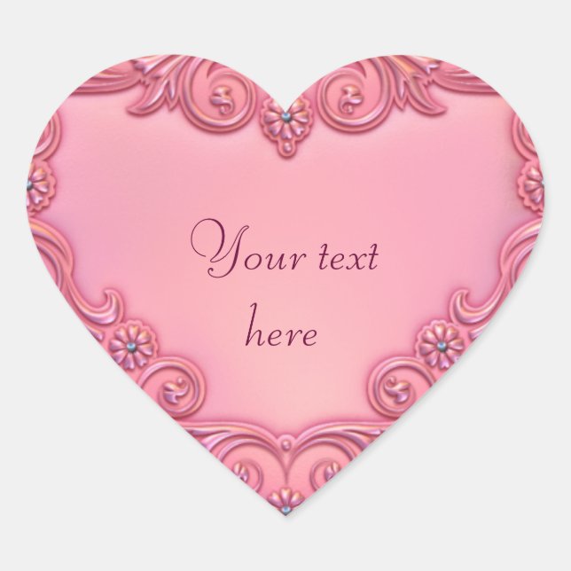 Rosa hjärta hjärtformat klistermärke (Framsida)