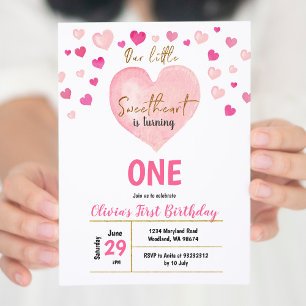 ROSA hjärta Ljugossen Valentine Birthday Inbjudningar
