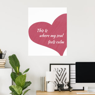 Rosa hjärta Lugn själ Citat Väggtryck Poster