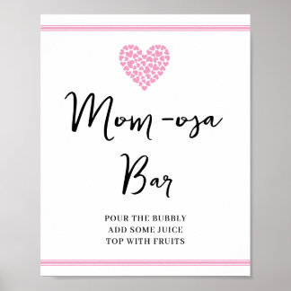 Rosa hjärta Mamma-osa-bar Bebis-badkar-fest Poster