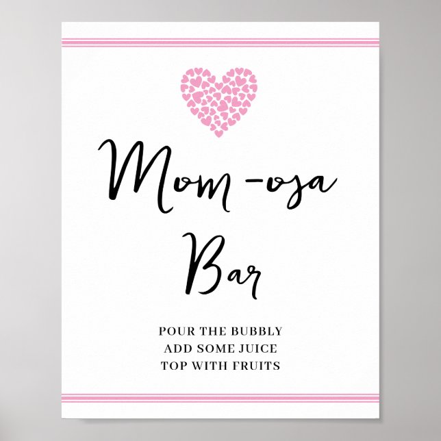 Rosa hjärta Mamma-osa-bar Bebis-badkar-fest Poster (Framsidan)