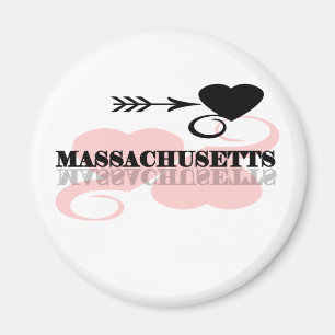 Rosa hjärta Massachusetts Magnet